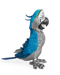 cartoon parrot is standing up and also happy on side view