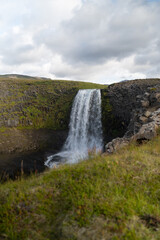 Kerlingarfoss Waterfall near Olafsvik on Iceland's Snafellsnes peninsula.