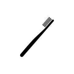 Toothbrush black icon. Protection hygiene product with healing gel for mandatory oral care with treatment and prevention vector teeth