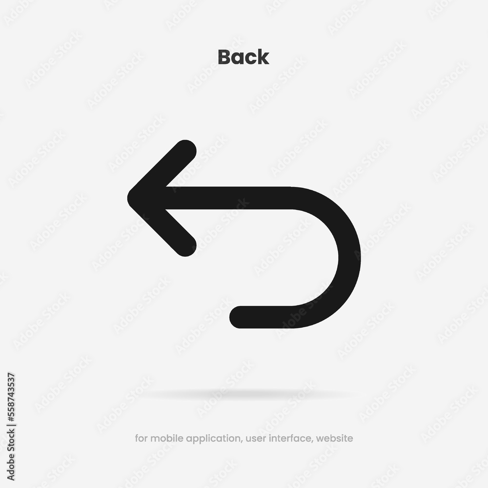 Aufkleber Arrow back icon. Previous direction symbol. Icon arrow symbol. Left symbol. Returning arrow icon. Return icon. Go back sign.
