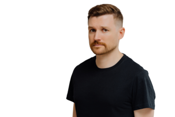 Young ginger man feeling sad and disappointed, looking at camera with frustrated face expression