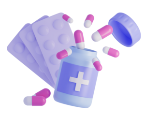 Pharmacy concept Health care add minimal style Medical drugs Safe treatment and protection from diseases  3d aid render illustration