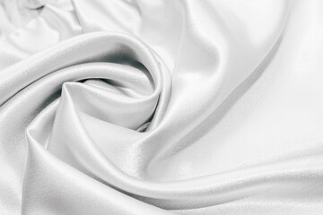 Plakat White silk fabric texture, Satin fashion Background for content