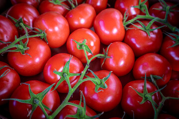organic tomato closeup vegetable background Top view