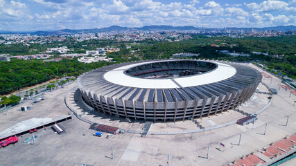 Aerial view of Mineirão football stadium in Pampulha, Belo Horizonte, Brazil