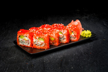 Sushi with red caviar