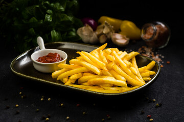 French fries with ketchup