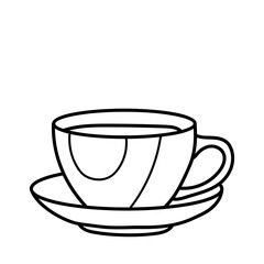A cup. Black and white vector image. Coloring.