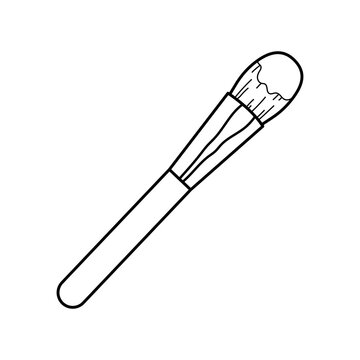 Makeup Brush. Black and white vector image. Coloring.