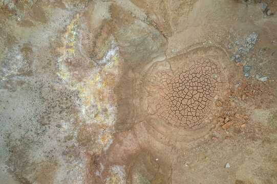 Aerial view of Gunnuhver Hot Springs (Geo Thermal Hot Spring), Grindav&iacute;k, Iceland.