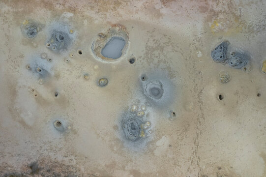 Aerial view of Gunnuhver Hot Springs (Geo Thermal Hot Spring), Grindav&iacute;k, Iceland.