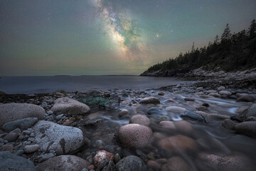 Milky Way Galaxy over Hunters Beach in Acadia National Park Maine 