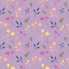 Seamless floral pattern vector flower shape doodle plant abstract fabric texture background illustration for digital paper and print materials.
