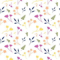 Seamless floral pattern vector flower shape doodle plant abstract fabric texture background illustration for digital paper and print materials.