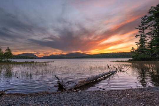 Eagle Lake sunset in Acadia National Park, Maine 