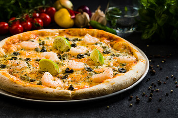 Pizza with shrimp