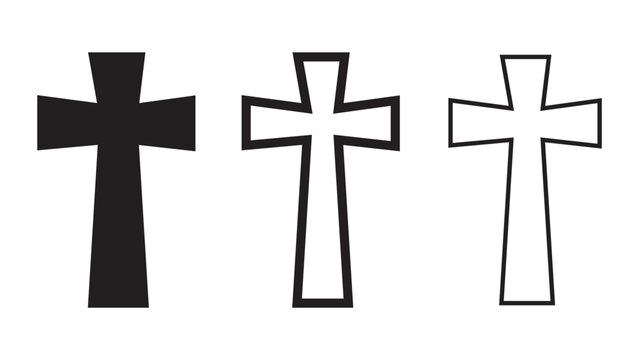 Christian cross icon set on White Background. Vector illustration