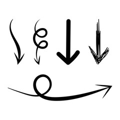 Hand Drawn Doodle Shape of Arrow Set