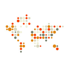 World Silhouette Pixelated pattern map illustration