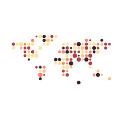 World Silhouette Pixelated pattern map illustration