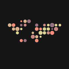 World Silhouette Pixelated pattern map illustration
