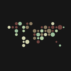 World Silhouette Pixelated pattern map illustration
