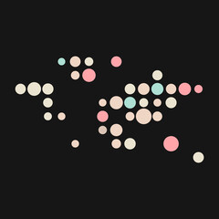 World Silhouette Pixelated pattern map illustration