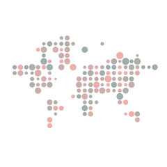World Silhouette Pixelated pattern map illustration