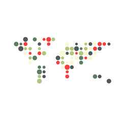 World Silhouette Pixelated pattern map illustration
