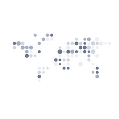 World Silhouette Pixelated pattern map illustration