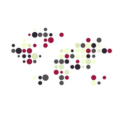 World Silhouette Pixelated pattern map illustration