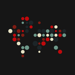 World Silhouette Pixelated pattern map illustration