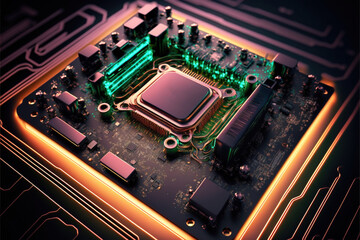 Fototapeta premium Abstract Electronic Circuit Board Background, generative ai