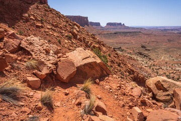 hiking the murphy trail loop in the island in the sky in canyonlands national park, usa