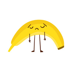 Cute Cartoon Emotional banana character stickers on white background