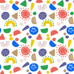 Seamless pattern with abstract geometrical forms design, hand drawn vector illustrations
