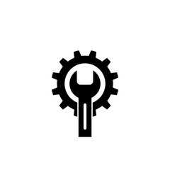 Gear icon illustration with wrench.