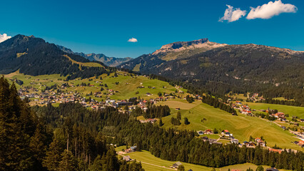 Far view of the Ifen summit seen from the famous Kanzelwand summit, Riezlern, Kleinwalsertal valley, Vorarlberg, Austria