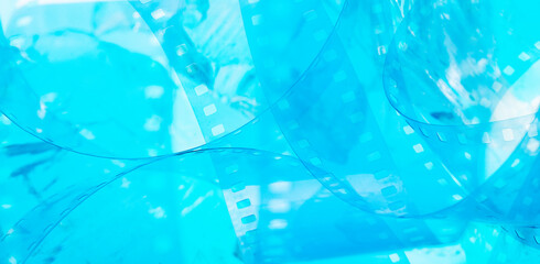abstract background with film strip and blue ice