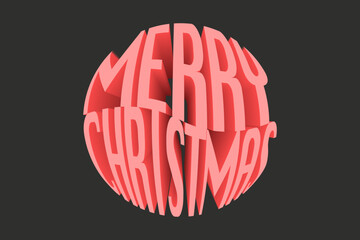 Merry Christmas Typography. Vector Christmas lettering. Beautiful retro style red letters on black background. Artistic 3d lettering isolated on black. Vector illustration