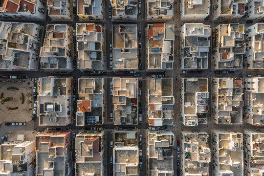 Aerial view of Polignano a Mare residential district, Bari, Puglia, Italy.