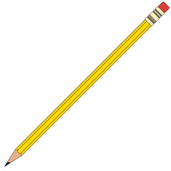 Pencil with eraser, Pencils with a lead made from a mixture of graphite and clay illustration