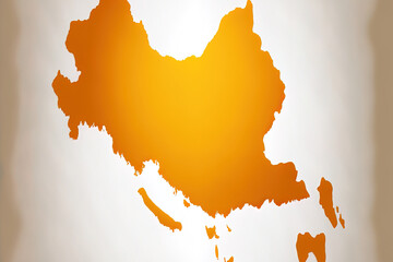 Map of Laos has an orange gradient throughout. The Mercator projection. Generative AI