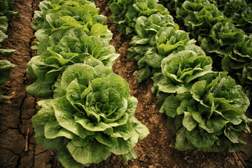 Grown Green Lettuce Field