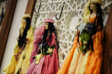 Gift shop hanging dolls 