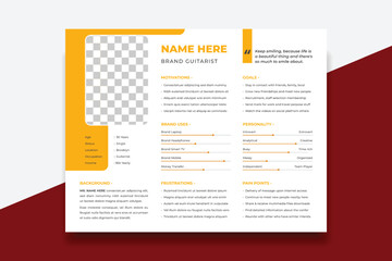 User Persona Document Template Vector Illustration. Examples of User Personas template. Persona Document. Persona Template for UI UX designer. User Persona vector horizontal template with blue color.