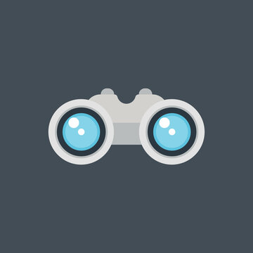 Vector illustration of binoculars icon, magnification device.