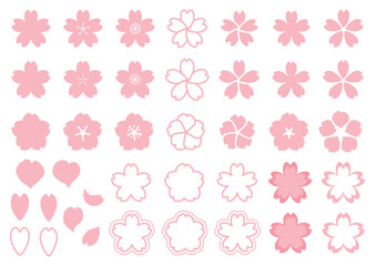 いろいろな形の桜のマークのセット