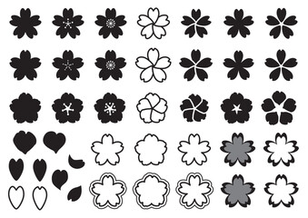 いろいろな形の桜のマークのセット