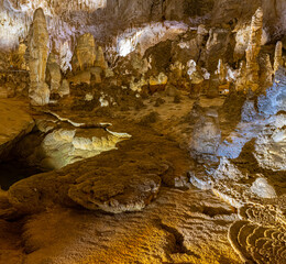 Large Column With Reflections in a Cave Pool, Carlsbad Caverns National Park, New Mexico, USA